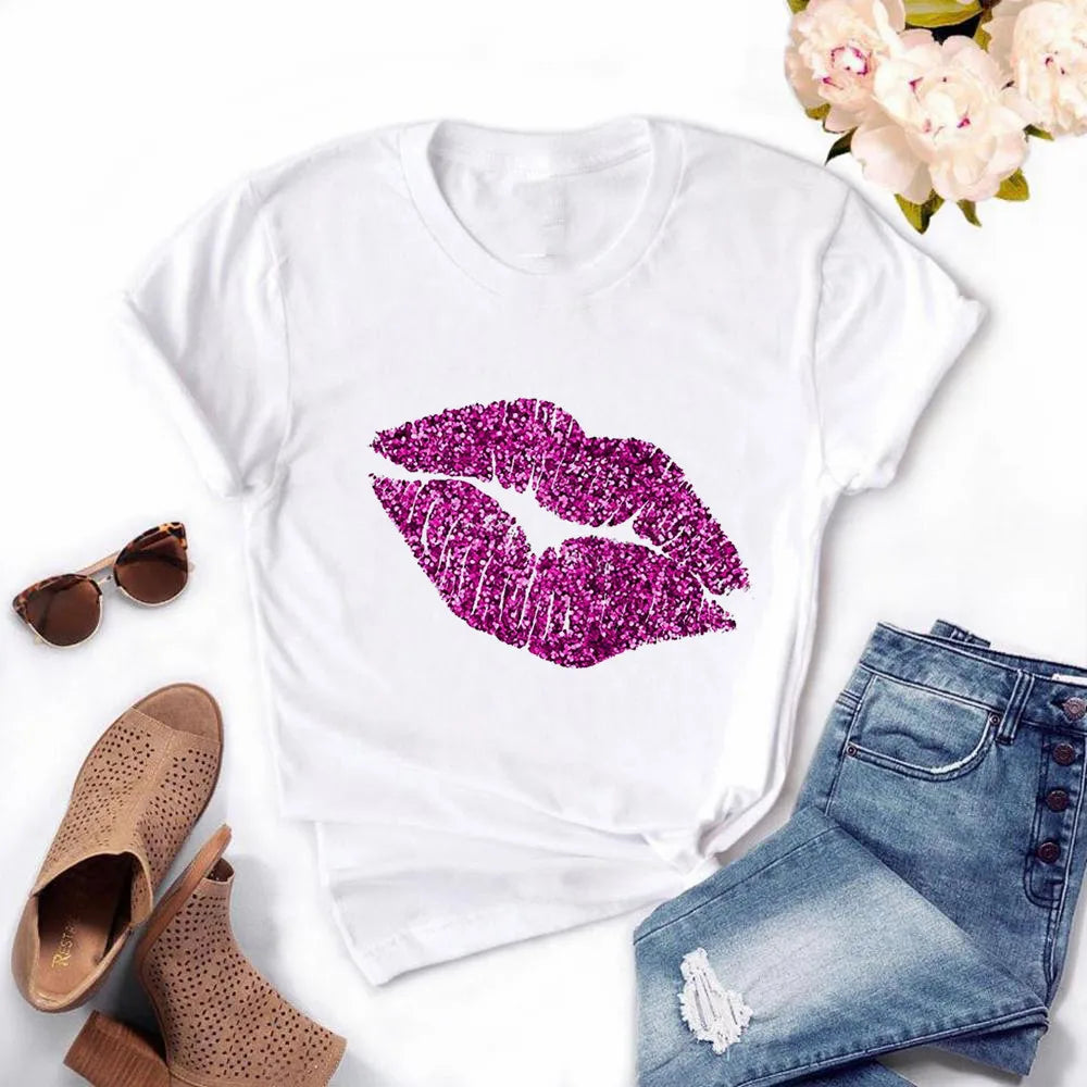 Frauen Harajuku Tops Sommer Tops Grafik T-Shirts Frauen Lippen Kawaii T-Shirt Kleidung Mädchen Maus T-Shirt ,Drop Shipping