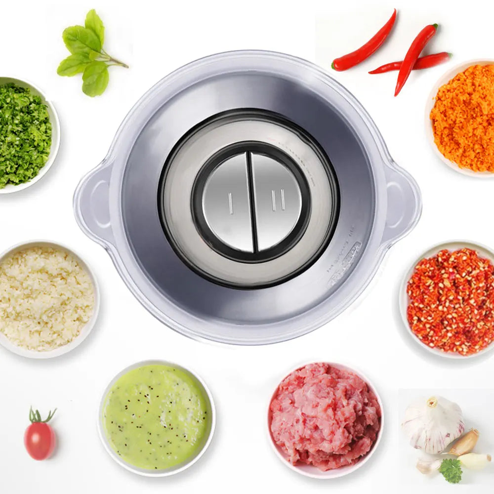BioloMix 2-Gang-Fleischwolf, 500 W, Edelstahl, 2 l Fassungsvermögen, Fleischwolf, Prozessor, Slicer für den US-Markt, 110 V