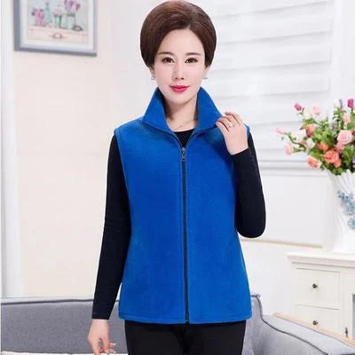 Plus Size Damen Polar Fleece Weste ärmellos große Reißverschlussjacke Herbstmode Freizeitweste für Damen