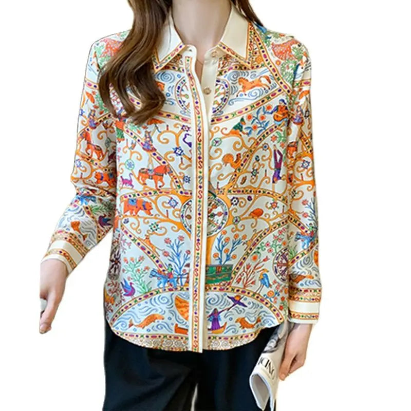 Mode elegante Frauen Blusen blume gedruckt damen shirts Neue Frühling Langarm Tops Blusas Mujer