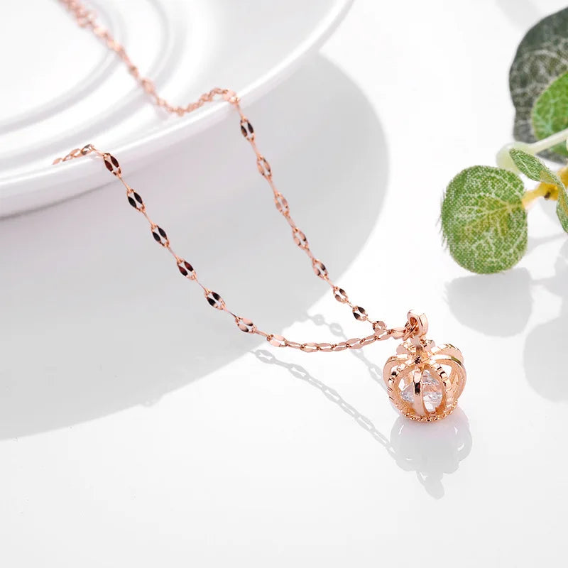 Süße Zirkon Kristall Anhänger Halskette für Frauen koreanische Mode Edelstahl Schlüsselbein Kette Schmuck weibliche Hochzeit Accessoires