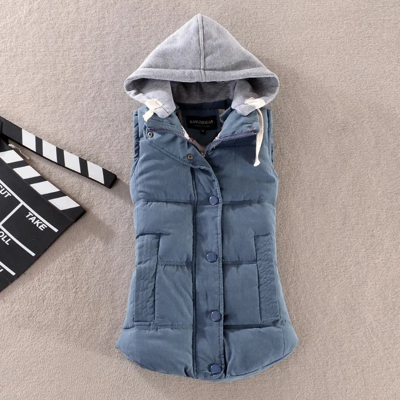 Plus Größe 6XL Damen Daunenweste mit Kapuze, warm, Herbst und Winter, dick, übergroß, abnehmbare Weste für Damen