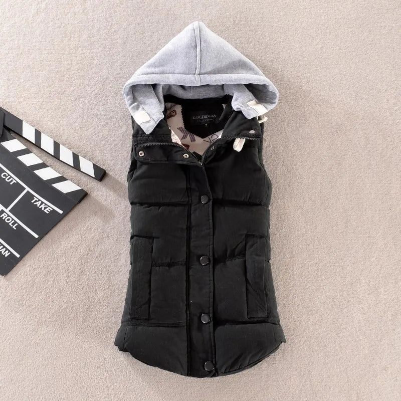 Plus Größe 6XL Damen Daunenweste mit Kapuze, warm, Herbst und Winter, dick, übergroß, abnehmbare Weste für Damen
