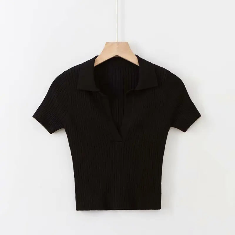 Sommer damen polo shirt frauen shorts kurzarm weiß solide cropped polo shirts mujer streetwear