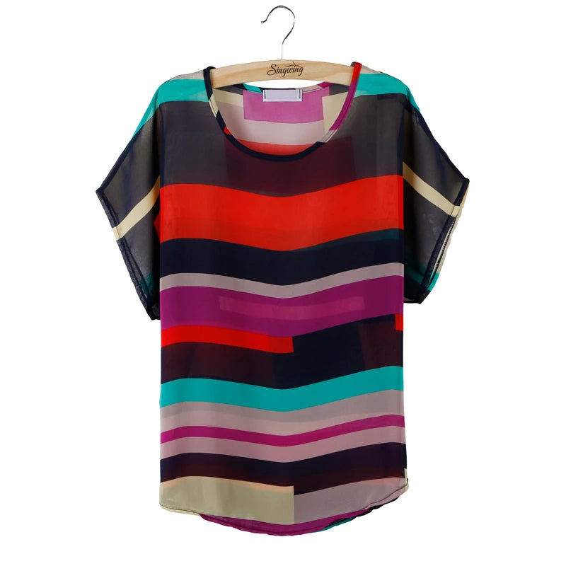 Singwing Damen Hemden Bluse Kurzarm Damen Sommer Chiffon Blusen Hemden Top
