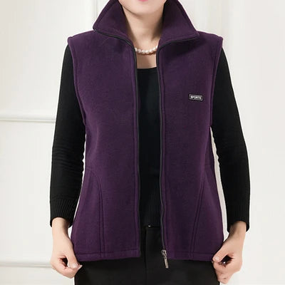Plus Size Damen Polar Fleece Weste ärmellos große Reißverschlussjacke Herbstmode Freizeitweste für Damen