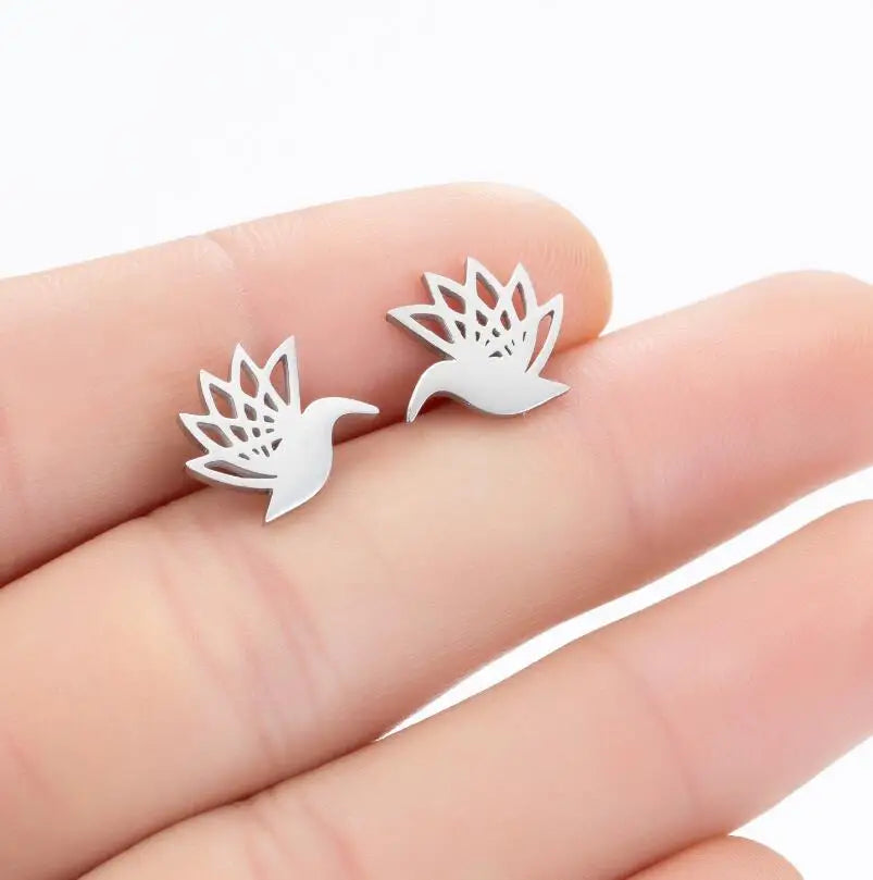 Edelstahl Schwalbe Kleiner Ohrring Mehrere Kleiner Vogel Schmuck Frauen Taube Flamingo Papagei Zweig Kolibri Kranich Ohrstecker