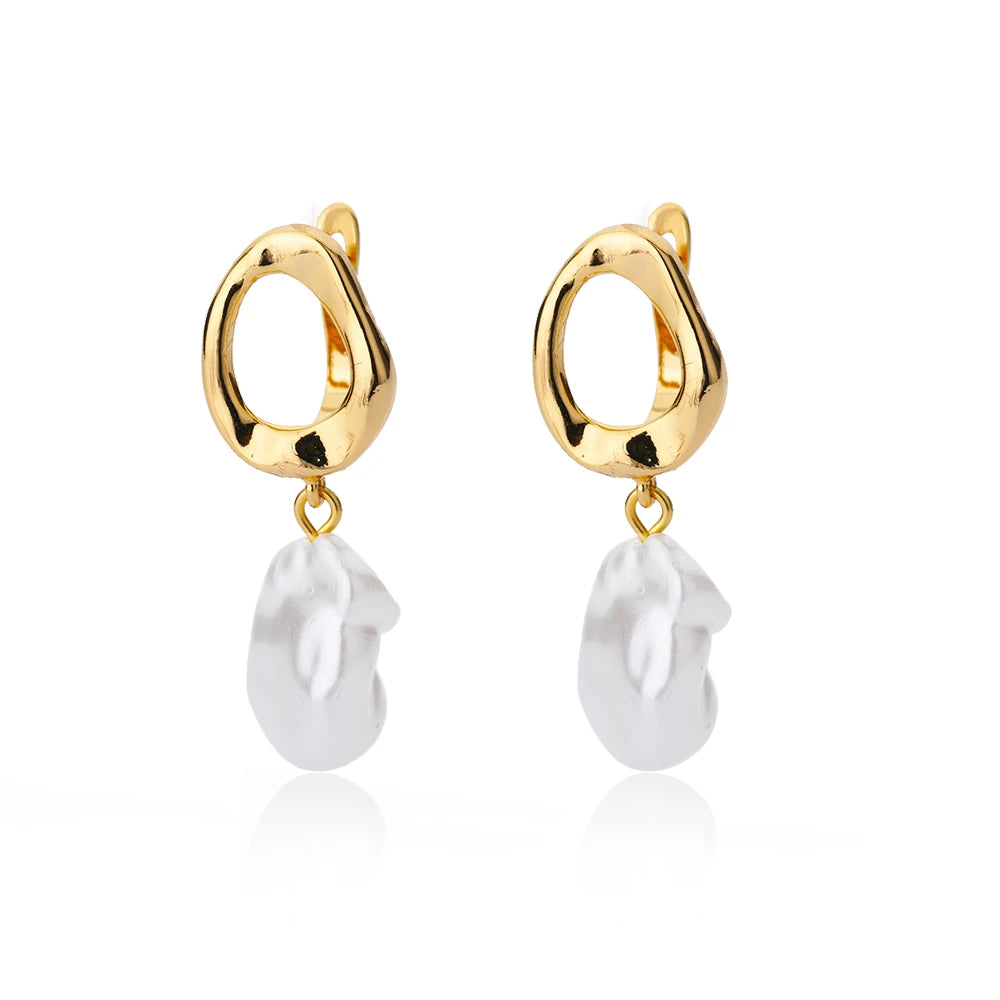 Unregelmäßige Perle Ohrringe Für Frauen Edelstahl Runde Perle Kreis Ohr Clip Ohrring Frauen Schmuck Geschenk Mujer Zubehör