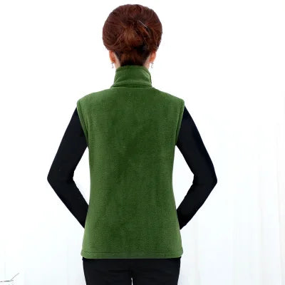 Plus Size Damen Polar Fleece Weste ärmellos große Reißverschlussjacke Herbstmode Freizeitweste für Damen