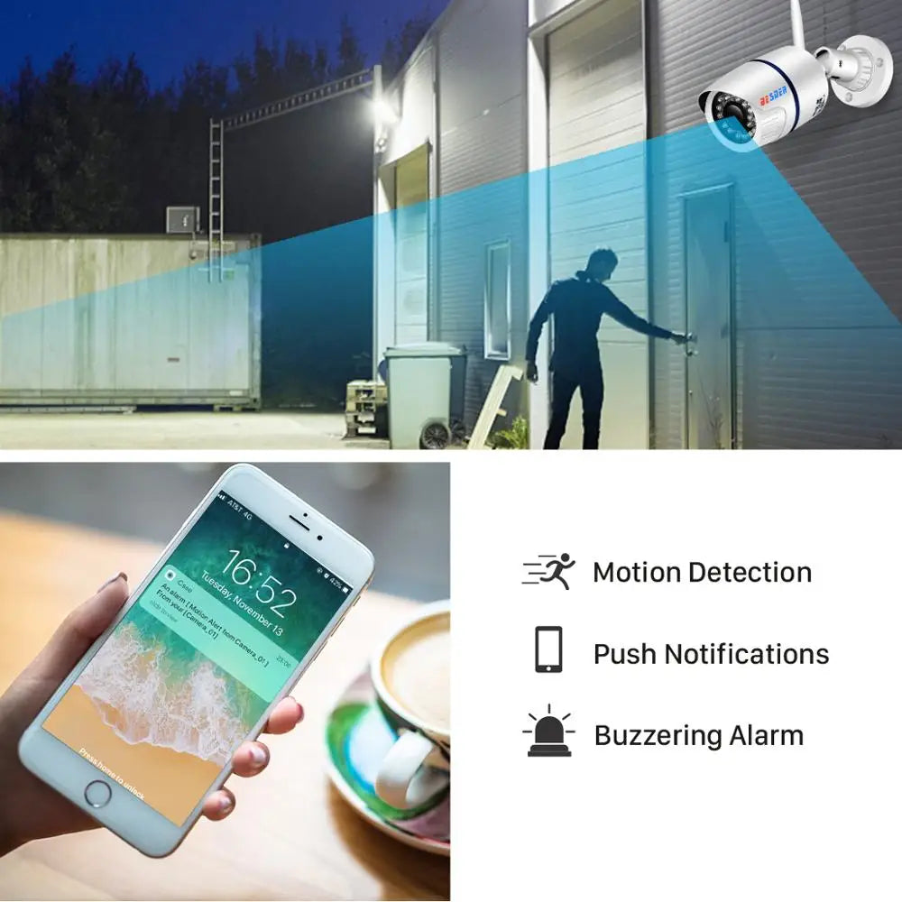 BESDER ICSEE 1080P P2P Wifi Kamera Audio Aufnahme IP Kamera Drahtlose Verdrahtete Alarm CCTV Bullet Outdoor Mit SD Karte Slot max 128G