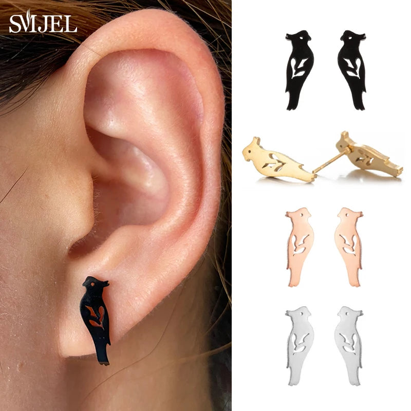 Edelstahl Schwalbe Kleiner Ohrring Mehrere Kleiner Vogel Schmuck Frauen Taube Flamingo Papagei Zweig Kolibri Kranich Ohrstecker