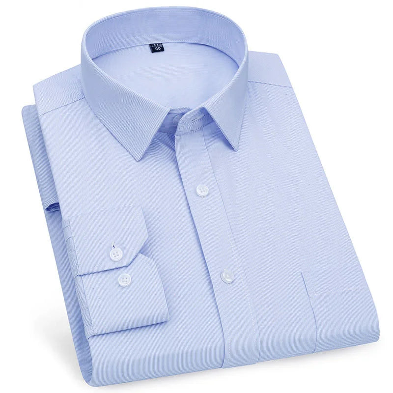 Top-Qualität Herren Business lässig Langarmhemd klassische gestreifte karierte männliche soziale Hemden für Mann lila blau