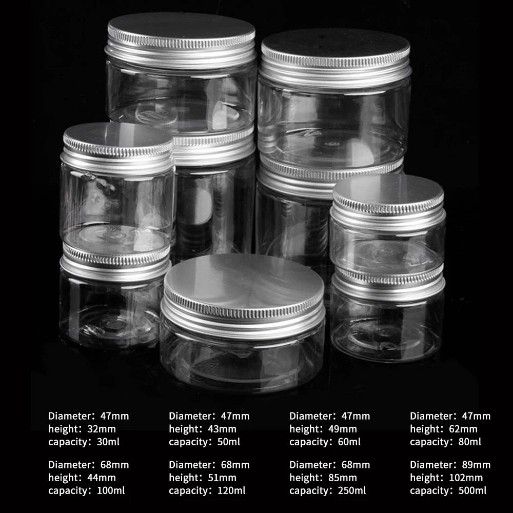 Durchsichtiges Plastik glas und Deckel leeres Glas Waschtisch behälter Behälter Candy Box Reise flasche 30ml 50ml 60ml 80ml 120ml 250ml 500ml ml
