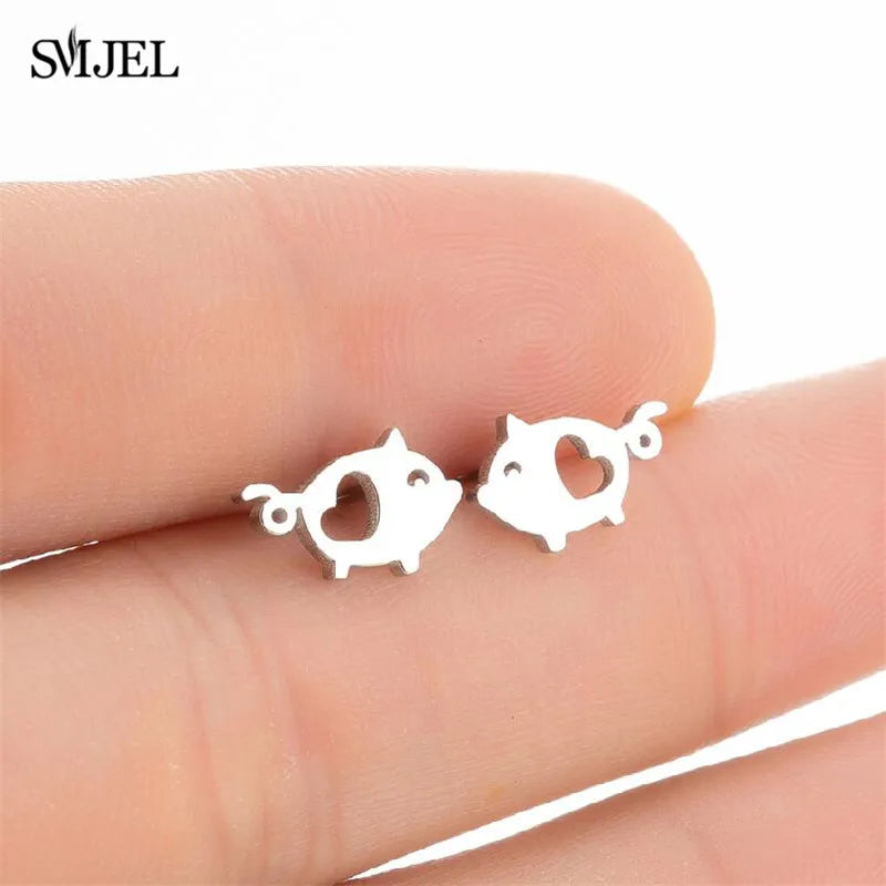 Edelstahl Schwalbe Kleiner Ohrring Mehrere Kleiner Vogel Schmuck Frauen Taube Flamingo Papagei Zweig Kolibri Kranich Ohrstecker
