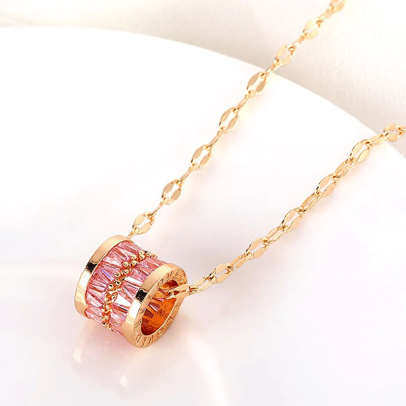 Süße Zirkon Kristall Anhänger Halskette für Frauen koreanische Mode Edelstahl Schlüsselbein Kette Schmuck weibliche Hochzeit Accessoires