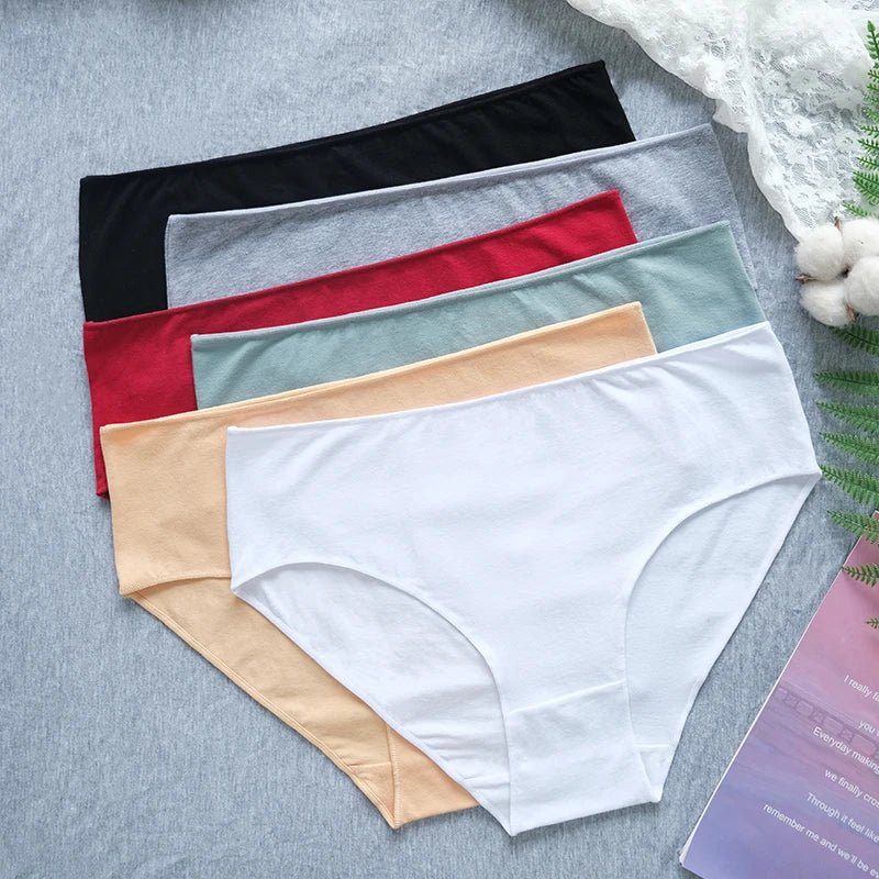 2 teile/satz Baumwolle Höschen Slips Frauen hohe Taille Unterhose einfarbige Hosen weiblich intimates comfot atmungsaktive Dessous M-2XL