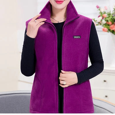 Plus Size Damen Polar Fleece Weste ärmellos große Reißverschlussjacke Herbstmode Freizeitweste für Damen