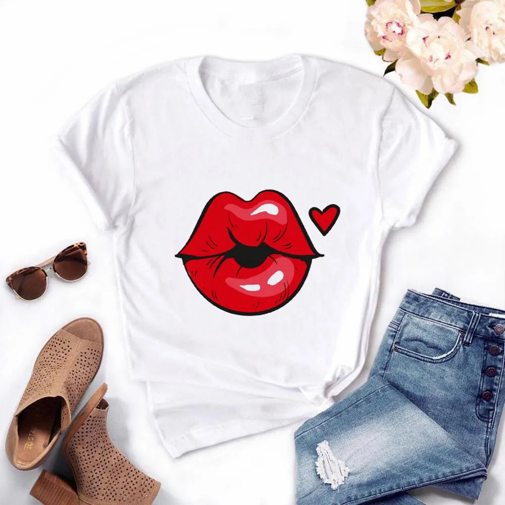 Frauen Harajuku Tops Sommer Tops Grafik T-Shirts Frauen Lippen Kawaii T-Shirt Kleidung Mädchen Maus T-Shirt ,Drop Shipping