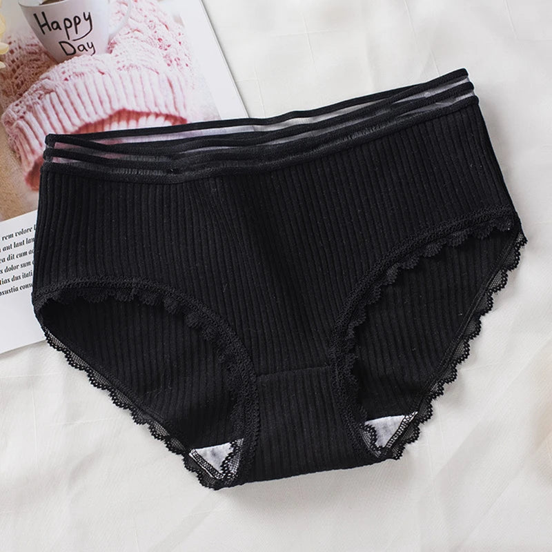 2026 beliebte Weibliche Kurze Mid-taille Spitze Hohl Dame Unterwäsche Sexy Gewinde Unterhose Baumwolle Tuch Trend Frauen Einfache Höschen