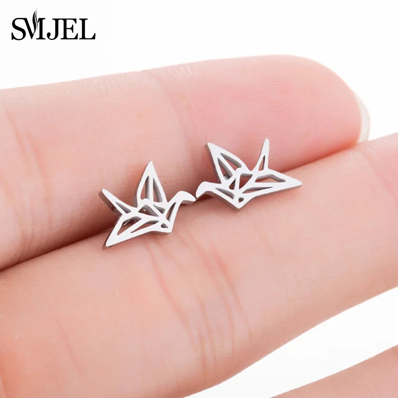 Edelstahl Schwalbe Kleiner Ohrring Mehrere Kleiner Vogel Schmuck Frauen Taube Flamingo Papagei Zweig Kolibri Kranich Ohrstecker