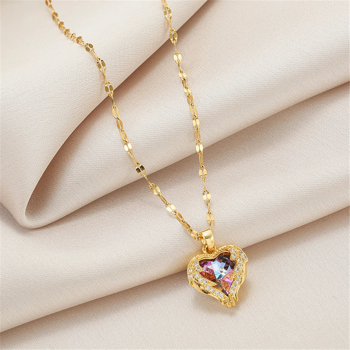 Süße Zirkon Kristall Anhänger Halskette für Frauen koreanische Mode Edelstahl Schlüsselbein Kette Schmuck weibliche Hochzeit Accessoires