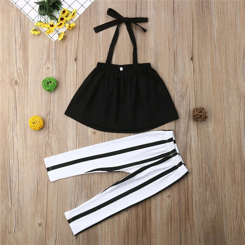 1-6T Mode Sommer Kleidung Mädchen Strap Tops + Gestreifte Hose Kleinkind Outfits Mädchen Kleidung Sets