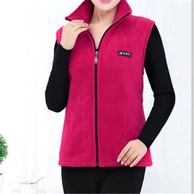 Plus Size Damen Polar Fleece Weste ärmellos große Reißverschlussjacke Herbstmode Freizeitweste für Damen