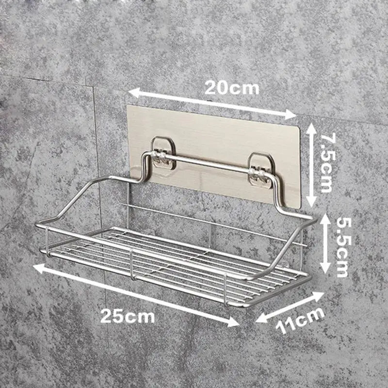 Badezimmer-Aufbewahrungsregal aus Edelstahl, stanzfrei, für Küche, Badezimmer, Toilette, Wandbehang, Lagerregal