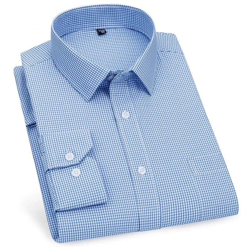 Top-Qualität Herren Business lässig Langarmhemd klassische gestreifte karierte männliche soziale Hemden für Mann lila blau