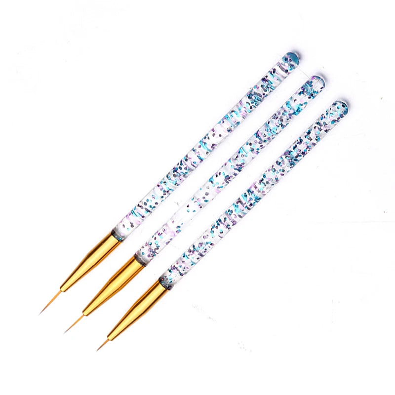 3 teile/satz Acryl Französisch Streifen Nail art Linie Malerei Stift 3D Tipps Maniküre schlanke Linie Zeichnung Stift UV Gel Pinsel Malerei werkzeuge