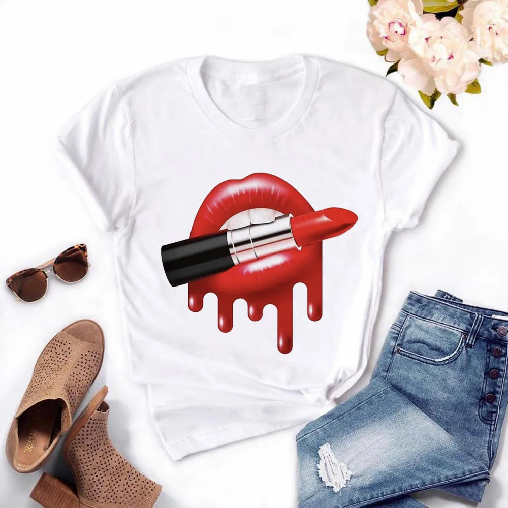 Frauen Harajuku Tops Sommer Tops Grafik T-Shirts Frauen Lippen Kawaii T-Shirt Kleidung Mädchen Maus T-Shirt ,Drop Shipping