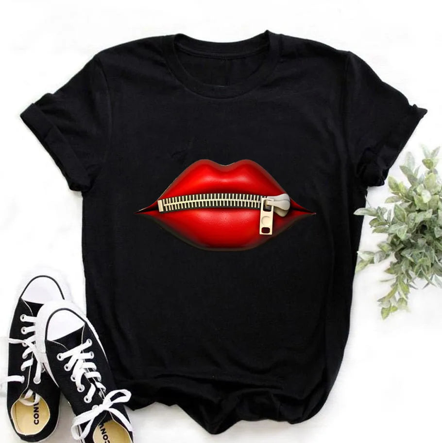 Frauen Harajuku Tops Sommer Tops Grafik T-Shirts Frauen Lippen Kawaii T-Shirt Kleidung Mädchen Maus T-Shirt ,Drop Shipping