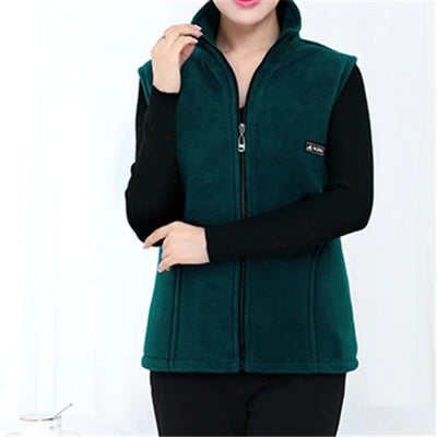 Plus Size Damen Polar Fleece Weste ärmellos große Reißverschlussjacke Herbstmode Freizeitweste für Damen