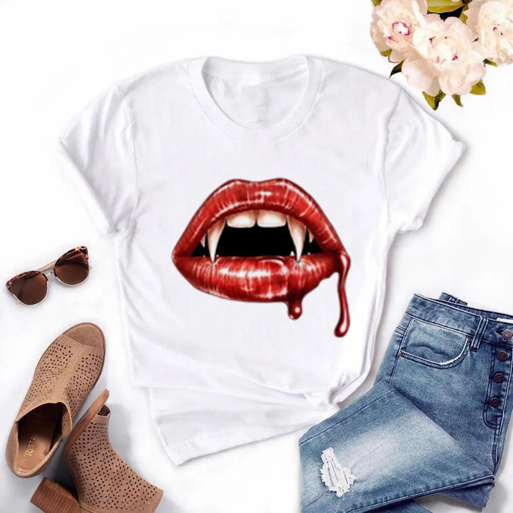 Frauen Harajuku Tops Sommer Tops Grafik T-Shirts Frauen Lippen Kawaii T-Shirt Kleidung Mädchen Maus T-Shirt ,Drop Shipping