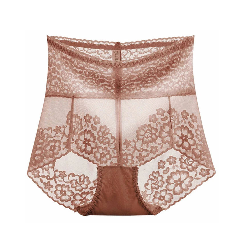 Frauen sexy Spitze sehen durch Slips Blumen hohe Taille elastische Unterwäsche Schlüpfer weibliche nahtlose Unterhose intime Dessous