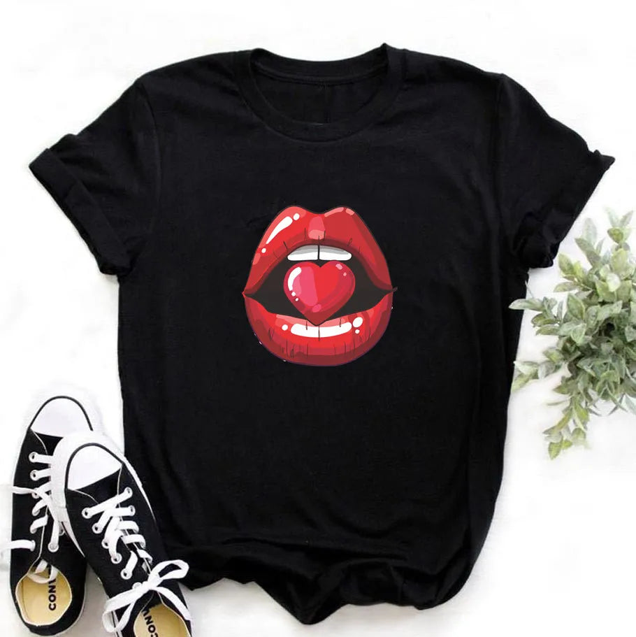 Frauen Harajuku Tops Sommer Tops Grafik T-Shirts Frauen Lippen Kawaii T-Shirt Kleidung Mädchen Maus T-Shirt ,Drop Shipping