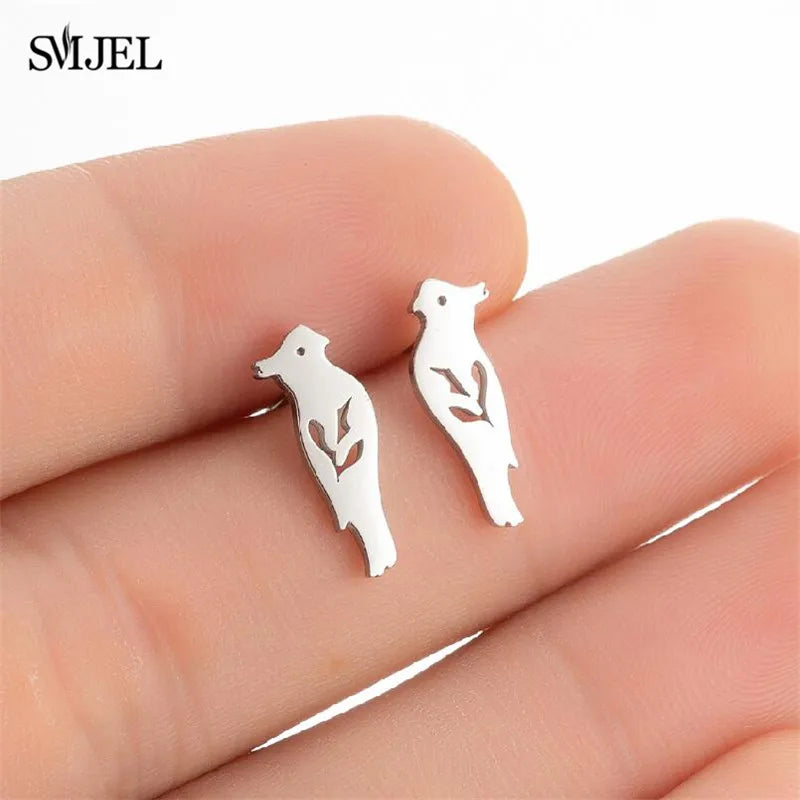 Edelstahl Schwalbe Kleiner Ohrring Mehrere Kleiner Vogel Schmuck Frauen Taube Flamingo Papagei Zweig Kolibri Kranich Ohrstecker