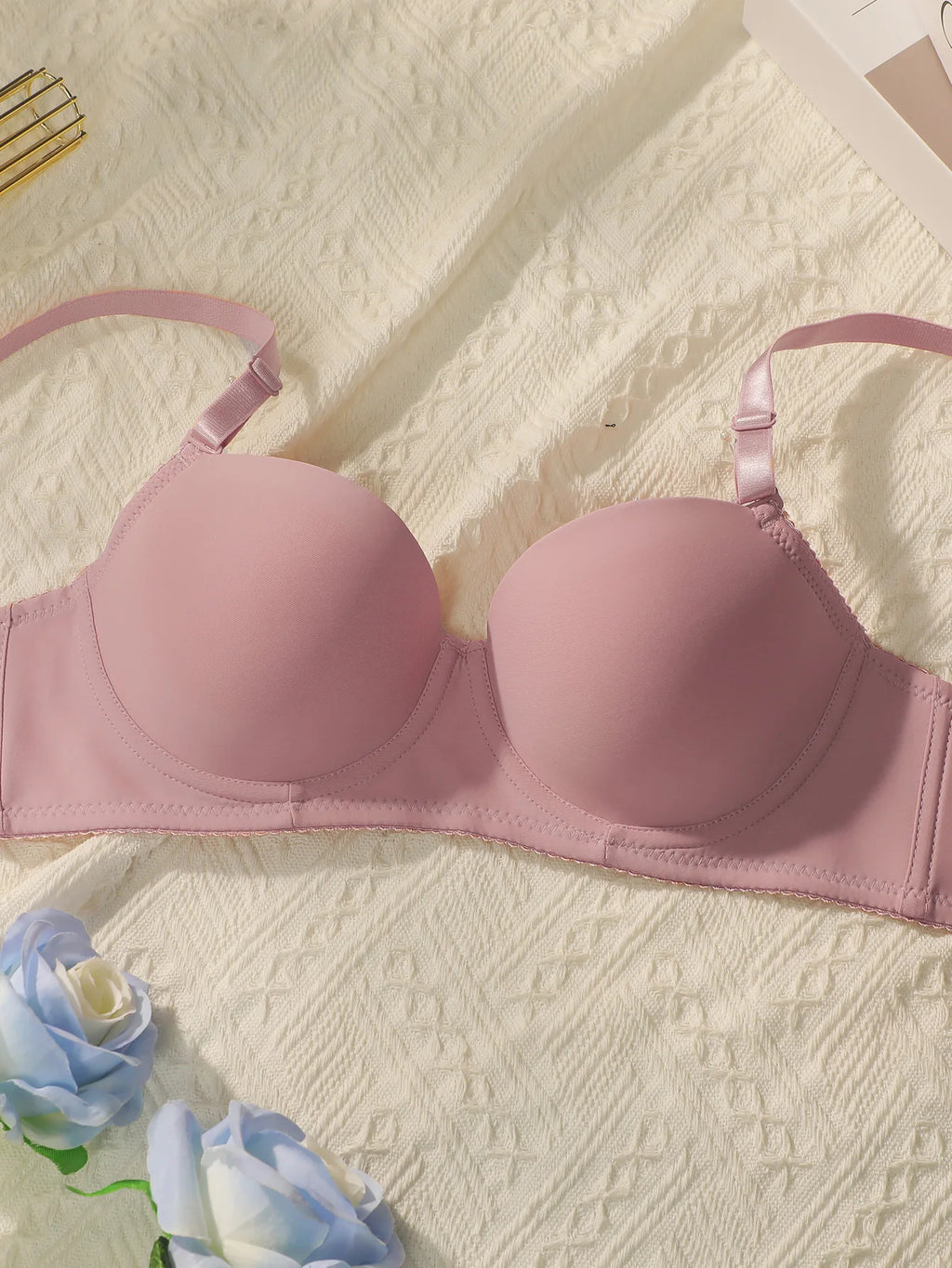 Neues 2-teiliges einfarbiges Dessous-Set Damen-Stahl kragen Push-up-BH Damen-Dessous-Unterwäsche Tägliches BH-Set j2611