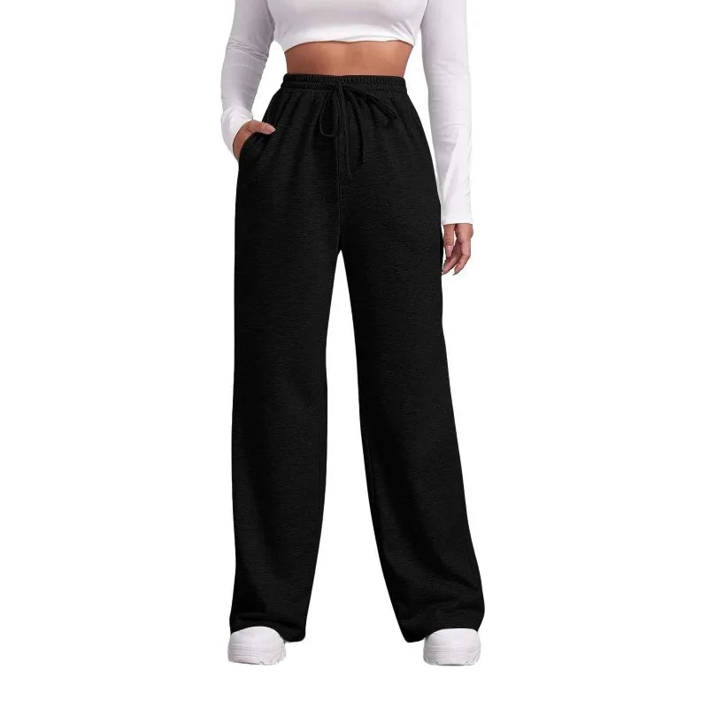 Plus Size Damen-Jogginghose mit hoher Taille, gerade, einfarbig, lässig, vielseitige Hose, modische, lässige Sporthose