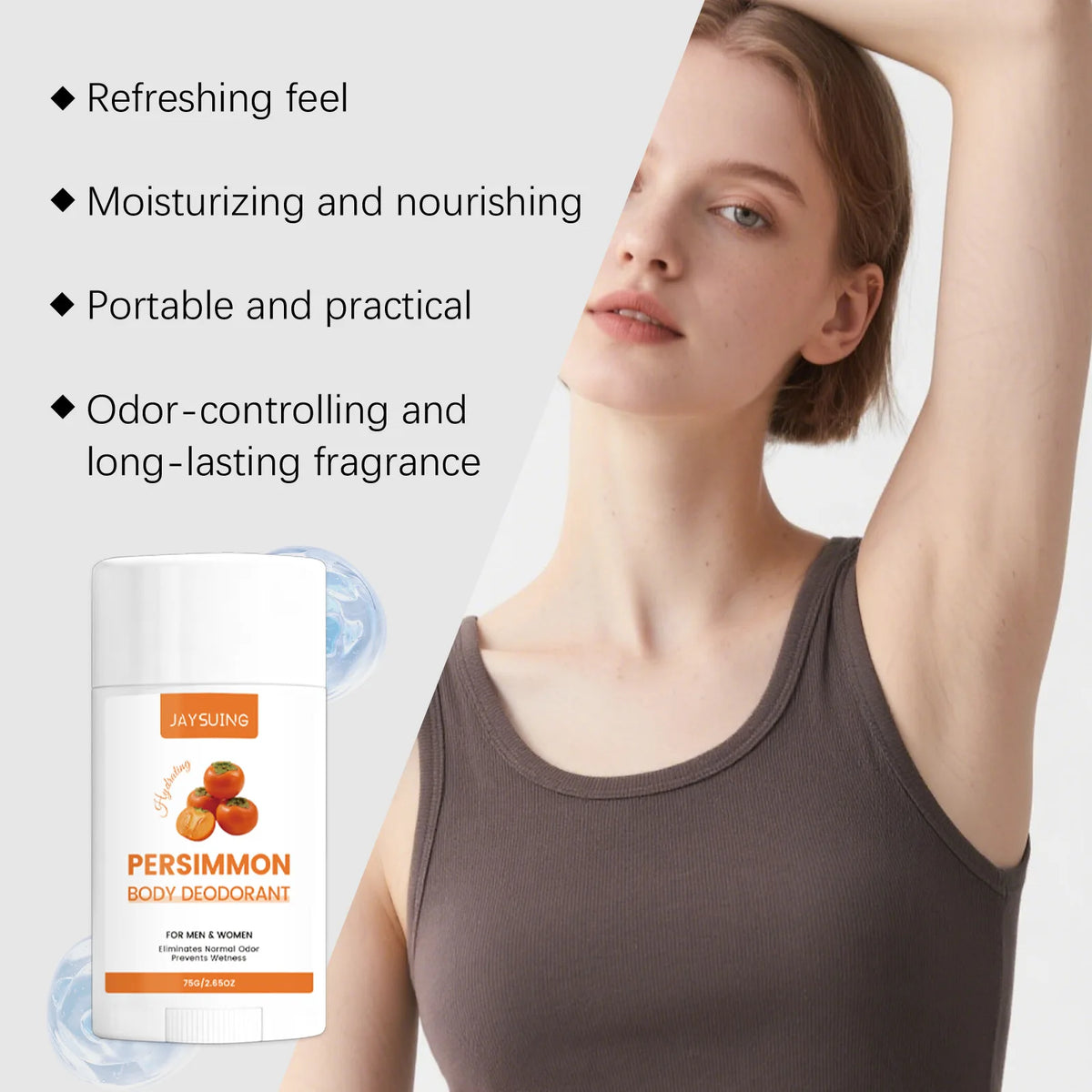 Persimmon-Duft Deodorant Stick Entfernt Körpergeruch Langanhaltende Erfrischung Reduziert Achselschweiß für Frauen und Männer Hautfreundliches Antiperspirant