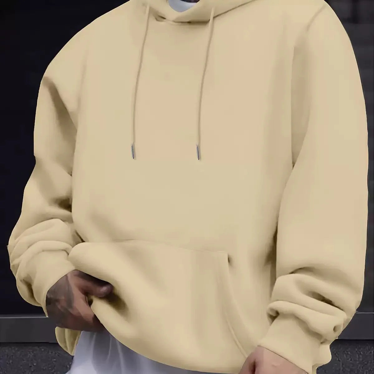 Herren Casual Kapuzenkragen Kordelzug Hoodies Sweatshirts Langarmshirts Outdoor Streetwear Einfarbig Leichter Pullover