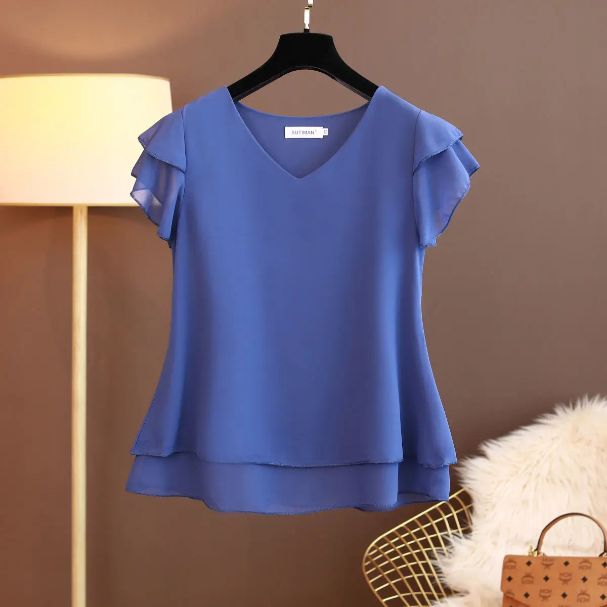2026 sommer Neue Frauen Bluse V-ausschnitt Chiffon Hemd Lose Weibliche Kurzarm Bluse Übergroßen Shirts Frauen Tops Blusas Mujer De