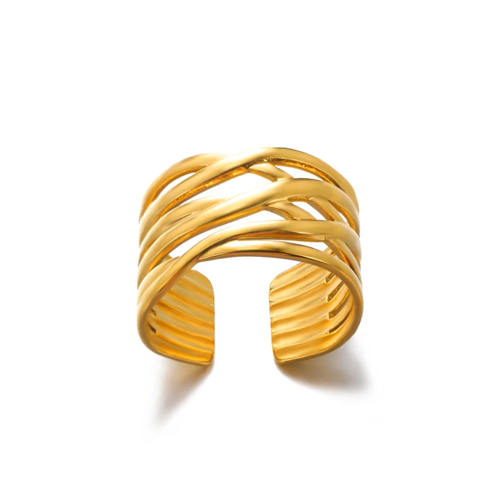 Edelstahl Runde Ringe Für Frauen Zirkon Geometrische Gold Farbe Kristall Ring Ästhetischen Hochzeit Schmuck Geschenk Bague Femme