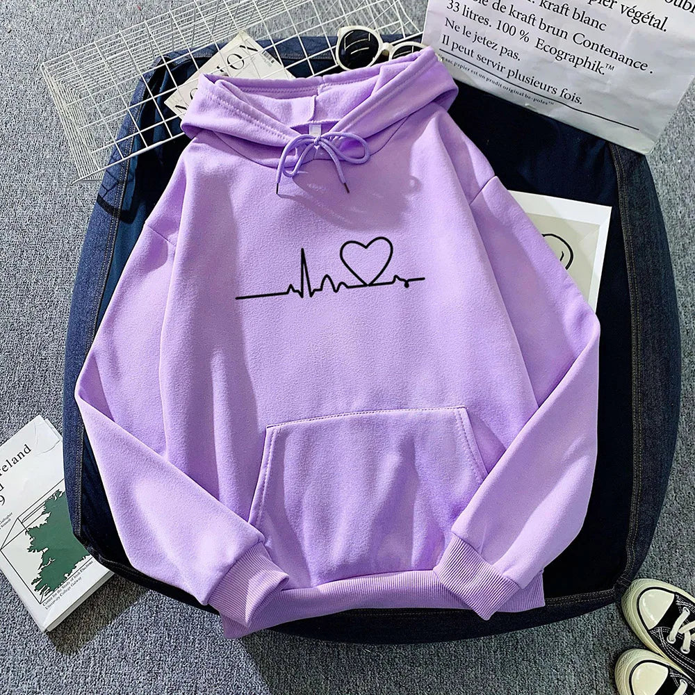 Frauen Casual Drucken Lose Hoodies Frühling Langarm Mit Kapuze Sweatshirt Harajuku Einfache Tops Faul Stil Pullover 2023 Streetwear