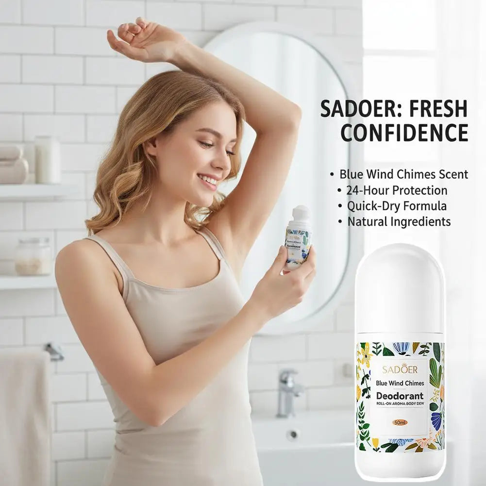    SADOER Deodorant Romantischer Rosenduft Roll-On Aroma Körperdeo Blaue Windspiele Rosa Schnelltrocknendes Antitranspirant 1/2/3 Stück