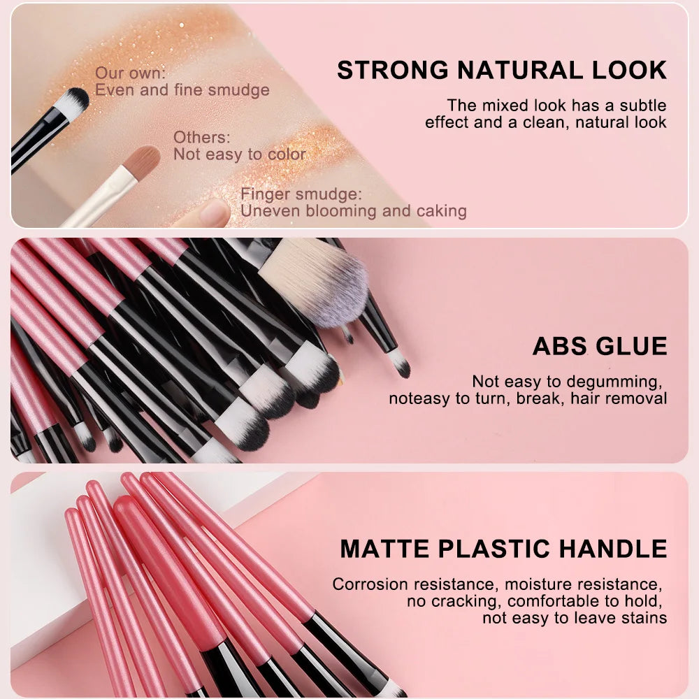 20-teiliges Weiches Make-up Pinsel Set Augendetail-Pinsel Lidschatten Unterlid Wischpinsel Eyeliner Pinsel Perfekte Werkzeuge für Augen-Make-up