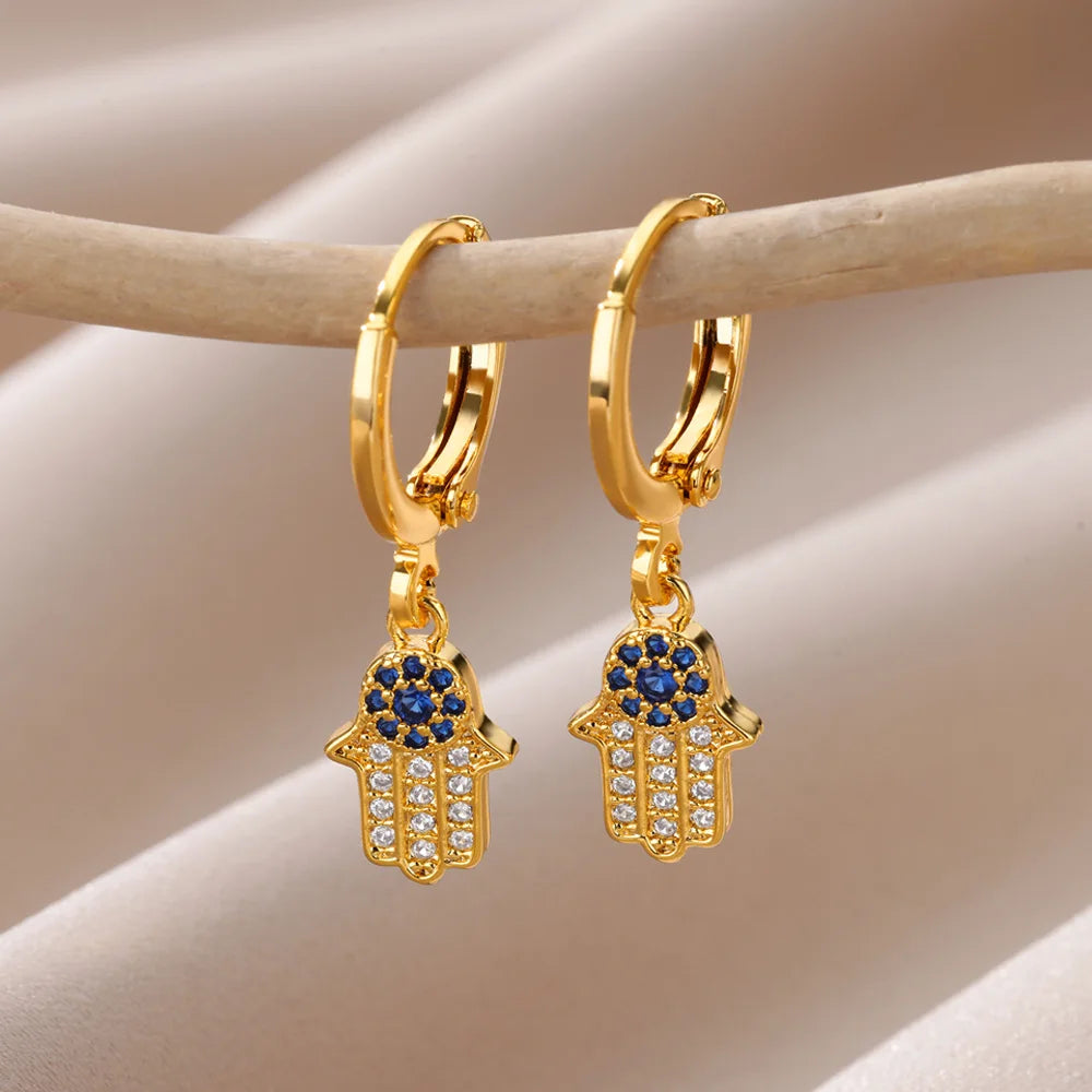 Luxus Zirkon Evil Eye Hoop Ohrringe Für Frauen Edelstahl Türkische Teufel Auge Eardrop Ohrring Ästhetischen Schmuck Geschenk aretes