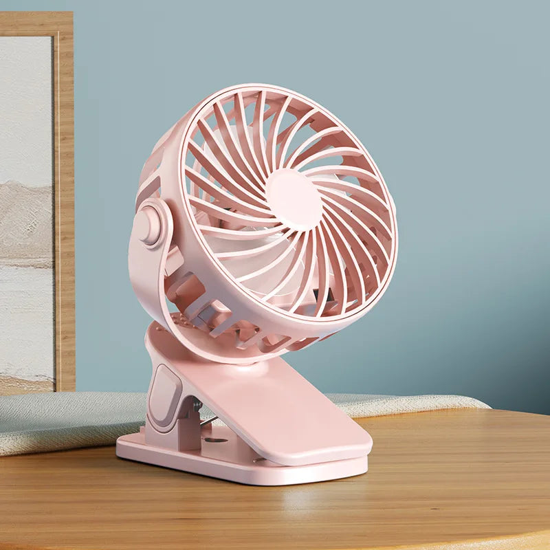 Leiser Mini-Clip-Ventilator, 720° drehbarer Kopf, USB-Aufladung, Nachtlampe, tragbarer Kühlventilator für Büro, Zuhause, Camping, Outdoor