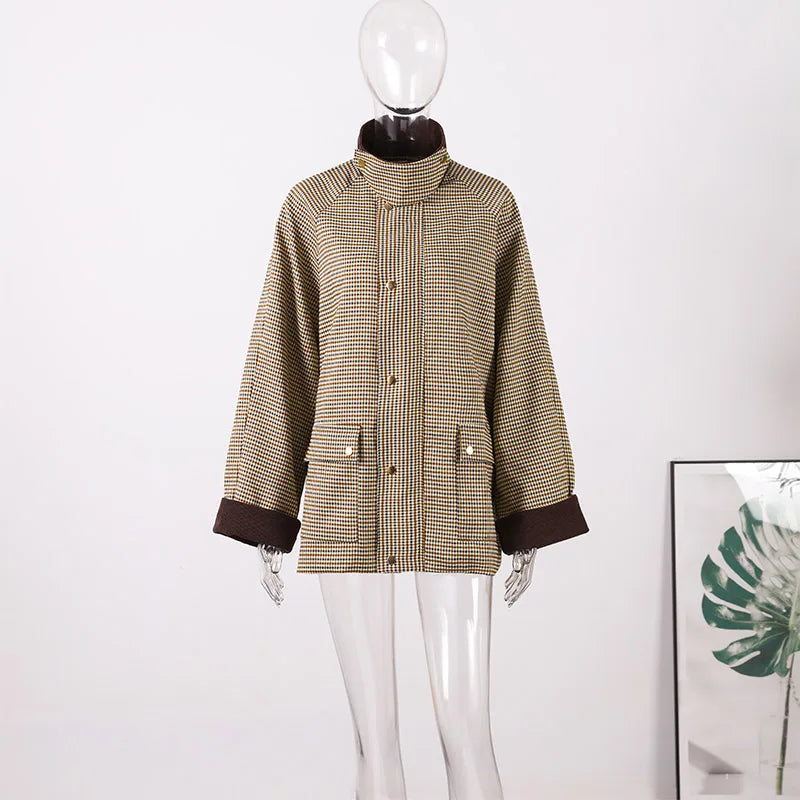 Lässige Blaue Jacke mit Mehreren Aufgesetzten Taschen für Damen, Cordkragen, Einreihiger Mantel, Schicker Street-Style, Frühlingsjacke