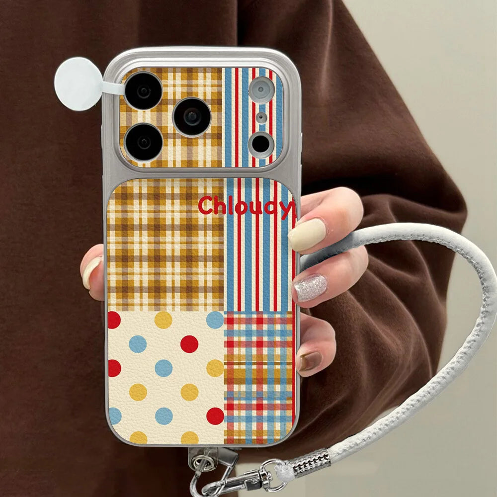 Blumen-Großfenster-Handyhülle für iPhone 17 Pro Max 15 14 11 13 16 12 mit Lanyard, stoßfeste Leder-Schutzhülle